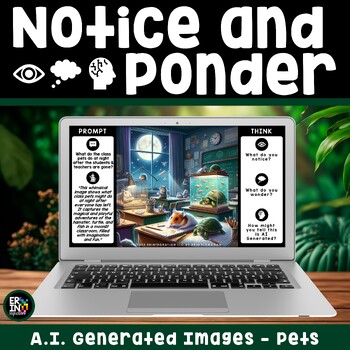 Preview of Notice and Ponder Critical Thinking Activity AI Images Lesson Pets Google Slides