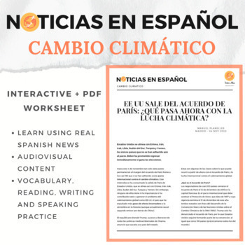 Preview of Noticias en español - Cambio climático - B2+/C1/C2 (DELE) (news in Spanish)