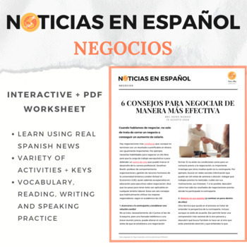 Preview of Noticias en español - Negocios - B1 / B2 / C1 / C2 (DELE) (news in Spanish)