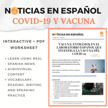 Preview of Noticias en español - Vacuna Covid - B1 / B2 / C1 / C2 (DELE) (news in Spanish)
