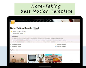 Preview of Notion Note-Taking Template : Take Note With Productivity with Notion Bundle