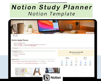 Preview of Notion Study Planner - College Notion Template, Assignment Tracker, Planner