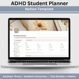 Notion Template Student Planner, ADHD Digital Planner, Aca