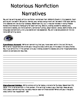 Preview of Notorious Nonfiction Writing Packet-Common Core