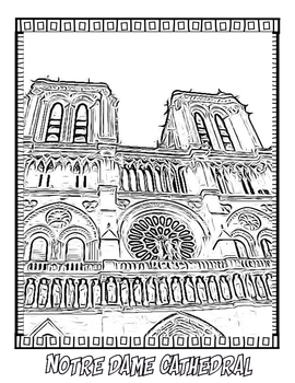 Notre Dame Cathedral Coloring Page by Danah's Creative Teaching Tools