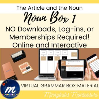 Preview of Noun Box 1 Article Noun Montessori Online Interactive Grammar Box NO LOGIN REQ