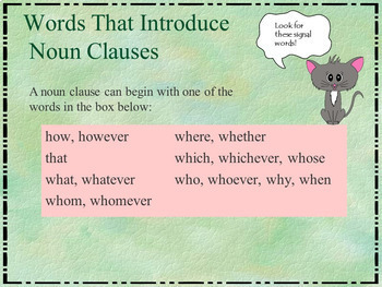 Noun Clauses PowerPoint with Printable Practice and Quiz ...