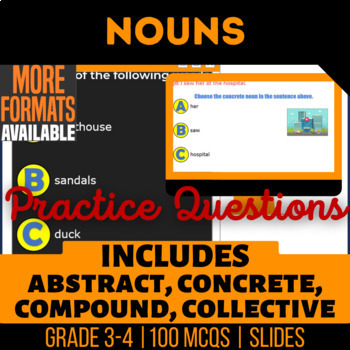 Preview of Noun Google Slides | Abstract Concrete Compound Plurals | Digital Resources