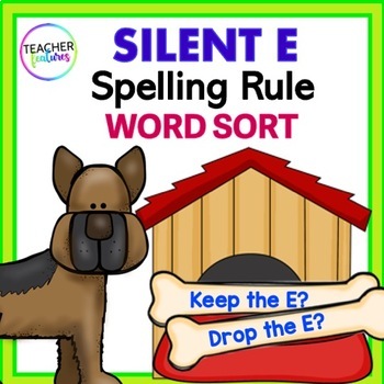 Preview of SILENT E Spelling Rules DOG-THEMED SOR Aligned WORD SORT Activity