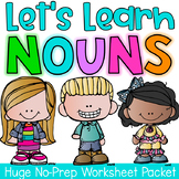 Nouns Printable Worksheet Pack - Kindergarten First Second Grade