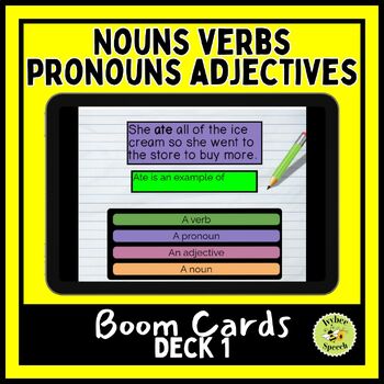 Preview of Noun, Pronoun, Verb, or Adjective Digital Boom Cards