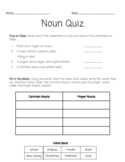 Noun Quiz with Answer Key