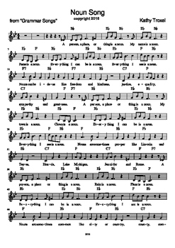 Preview of Noun Song Sheet Music with Chords and Melody by Kathy Troxel