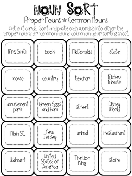 Noun Sort by Michelle and the Colorful Classroom | TpT