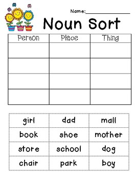Sorting Nouns Worksheet