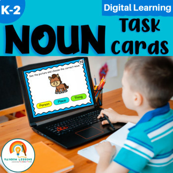 Preview of Noun Task Cards | Noun Interactive PDF | Noun Game | Kindergarten Morning Work 