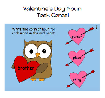 Preview of Noun Task Cards - Valentine's Day