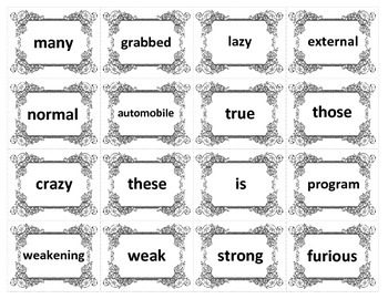 Preview of Noun-Verb-Adjective Flash Cards