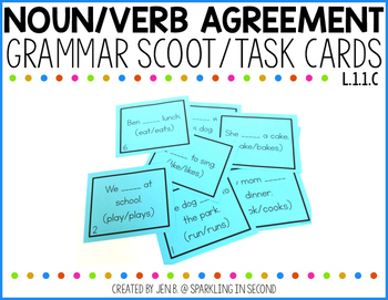 Preview of Noun & Verb Agreement Task Cards