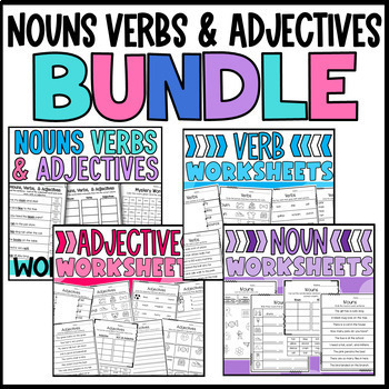 Preview of Noun, Verb, and Adjective Bundle: Sorts and Worksheets Parts of Speech Grammar