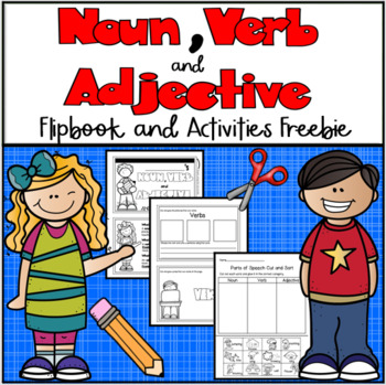 Preview of Noun, Verb, and Adjective Cut and Sort Flipbook Freebie