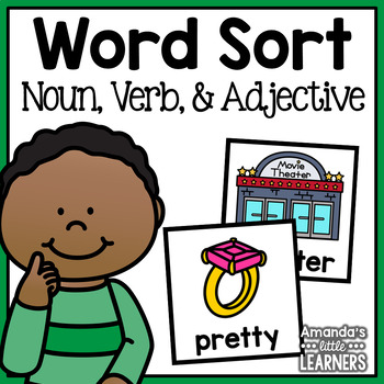 Preview of Noun Verb and Adjective Sorting Cards - Grammar Sort