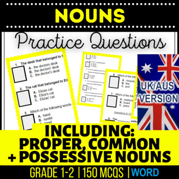 Preview of Noun Workbook Common Proper Irregular Plurals Compound Collective UK/AUS English