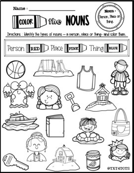 Noun Worksheet by Txt4Tots | TPT