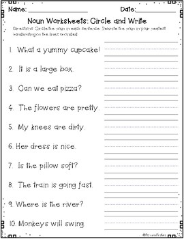 noun worksheet circle and rewrite freebie by ford and firsties