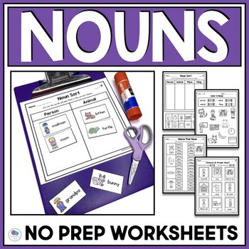Preview of Noun Worksheets | Common And Proper Nouns First Grade Kindergarten
