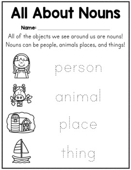 Noun Worksheets - Person, Animal, Place, or Thing? by Amanda's Little  Learners