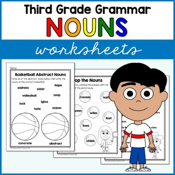 Preview of Noun Worksheets Third grade Grammar No Prep Printables