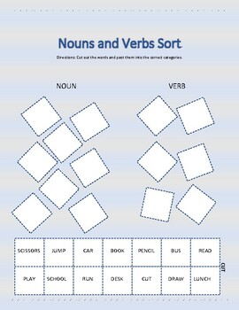 Preview of Noun and Verb Sort