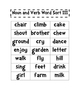Noun and Verb Sort III IV by Michelle Davis | Teachers Pay ...