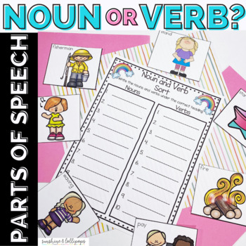 Preview of Noun and Verb Sort | Games | Parts of Speech | Write the Room | First Grade