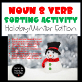 Noun and Verb Sorting Activity with Winter Holiday Theme