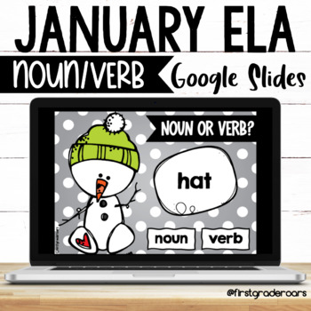 Preview of Noun or Verb Digital January Winter Google Slides