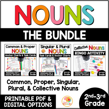 Preview of Nouns Activities: Common, Proper, Singular, Plural, & Collective Nouns BUNDLE