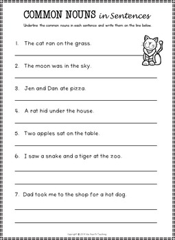 Common Nouns Worksheets by Isla Hearts Teaching | TpT