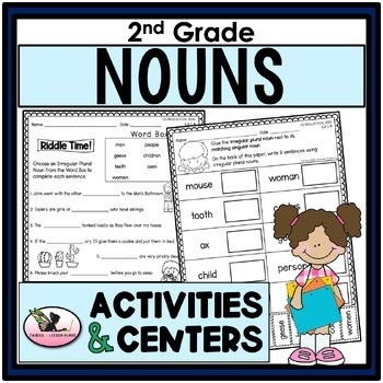 Preview of Nouns Worksheets, Assessments and Center Activities for Second Grade