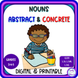 Grammar Worksheets Task Cards and Game for Abstract Nouns 