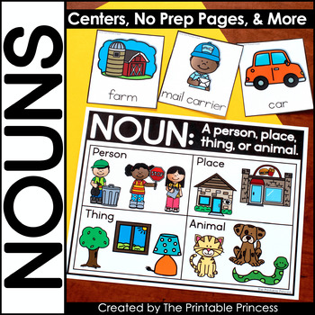 Preview of Nouns Activities | Picture Sorts, Centers, No Prep Pages, and More