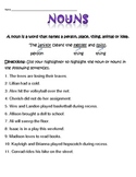 Nouns Activity Sheet