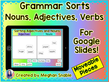 Preview of Nouns, Adjectives, and Verbs- Grammar Sorts for Google Drive