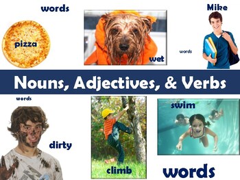 Nouns, Adjectives, and Verbs Lesson/Flashcards - study guide, game 2023-2024