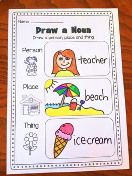 nouns adjectives verbs printable worksheet bundle kindergarten