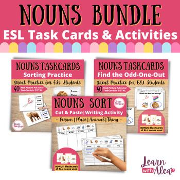 Preview of Nouns Bundle - ESL Task Cards and Activities