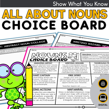 Preview of Nouns Choice Board Activities