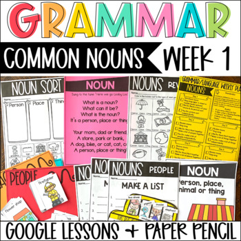 Preview of Nouns Common Grammar Language Week 1 Digital & Paper