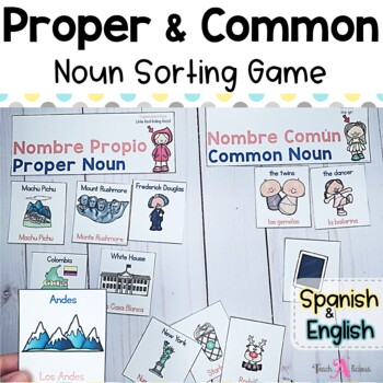 Preview of Nouns: Common & Proper Nouns Sort | Bilingual in English & Spanish